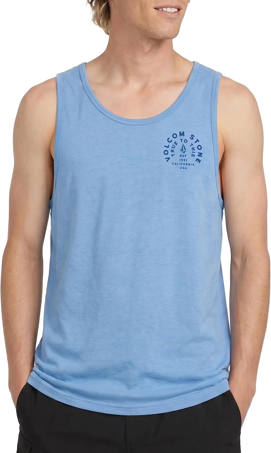 Volcom Men's Iconic Stone Tie Dye Tank Blue Heather