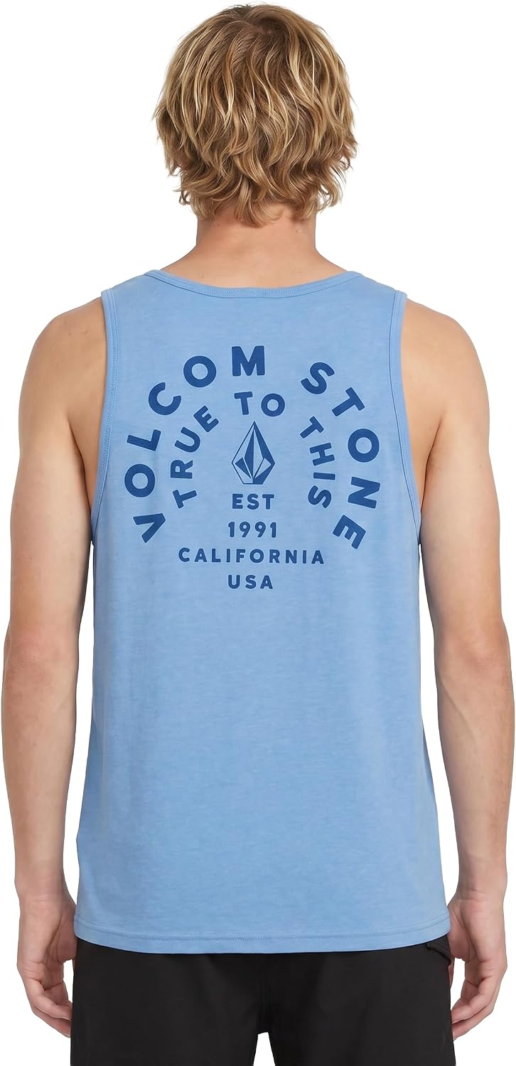 Volcom Men's Iconic Stone Tie Dye Tank Blue Heather
