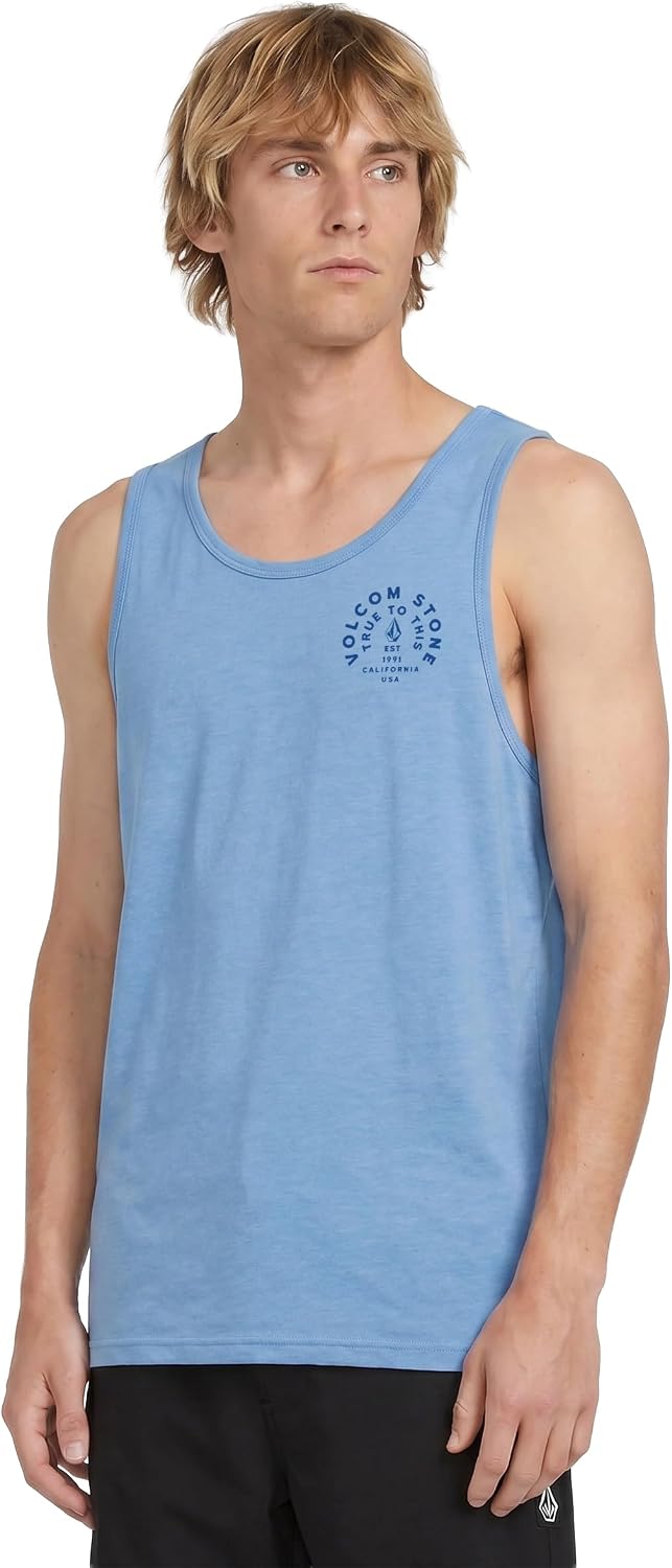 Volcom Men's Iconic Stone Tie Dye Tank Blue Heather