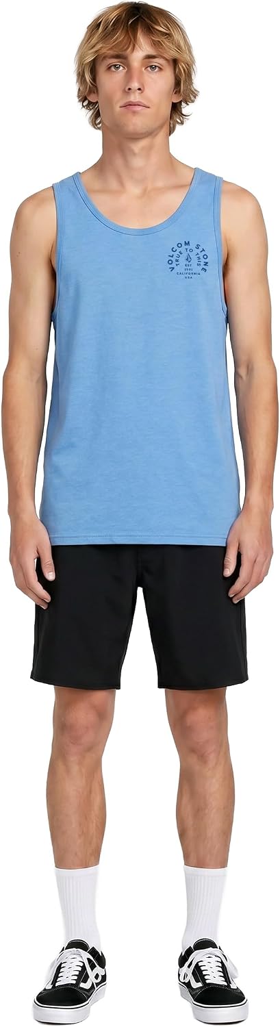 Volcom Men's Iconic Stone Tie Dye Tank Blue Heather
