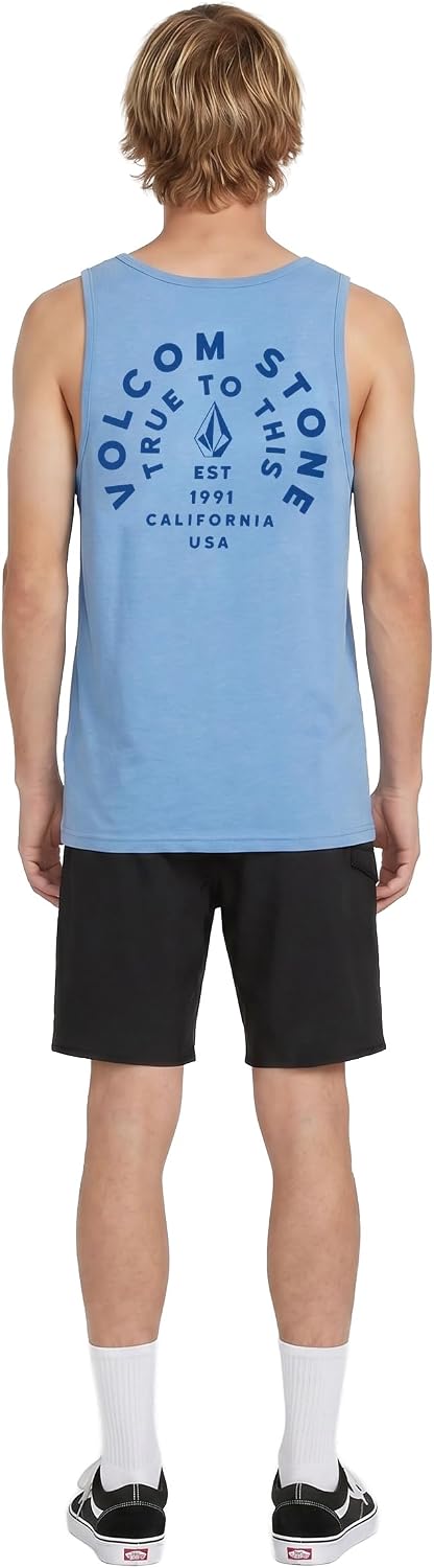 Volcom Men's Iconic Stone Tie Dye Tank Blue Heather