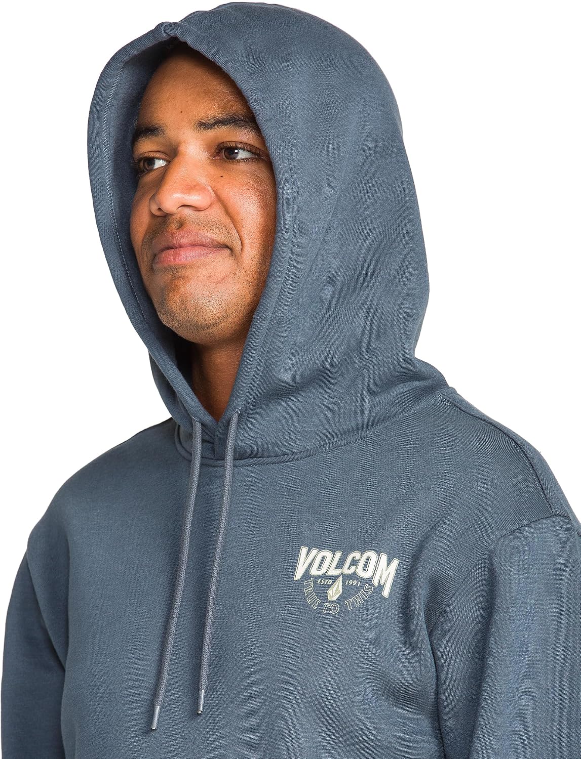 Volcom Men's Pullover Logo Fleece Hooded Sweatshirt – Soft Brushed Interior, Classic Fit, Kangaroo Pocket, Ribbed Cuffs & Hem Airwalk Dark Slate