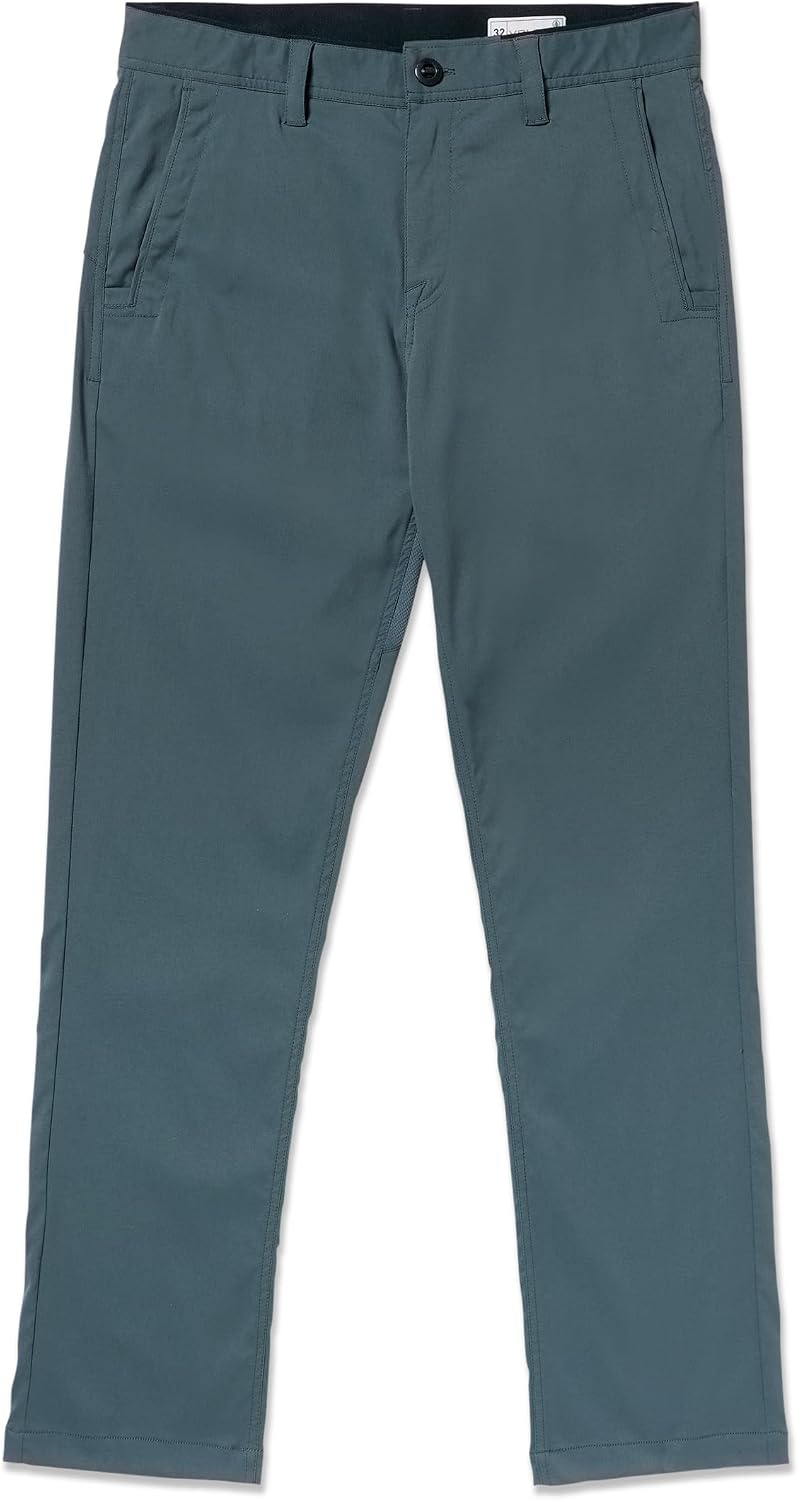 Volcom Men's Frickin Tech Chino Pants – Modern Fit, Quick-Dry, Moisture-Wicking, Zip Fly with Button Closure Slate