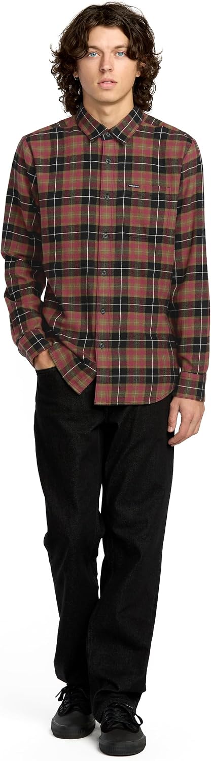 Volcom Men's Caden Plaid Long Sleeve Black