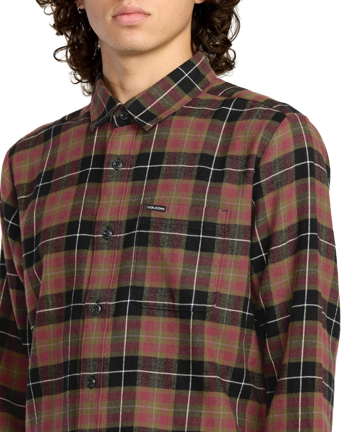 Volcom Men's Caden Plaid Long Sleeve Black