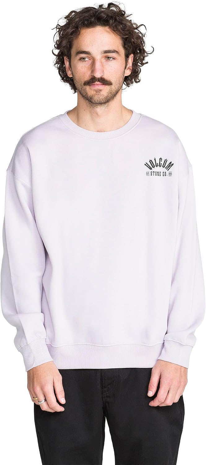 Volcom mens Roundabout Crew Fleece Sweatshirt – Soft Midweight Pullover Ribbed Cuffs Nirvana