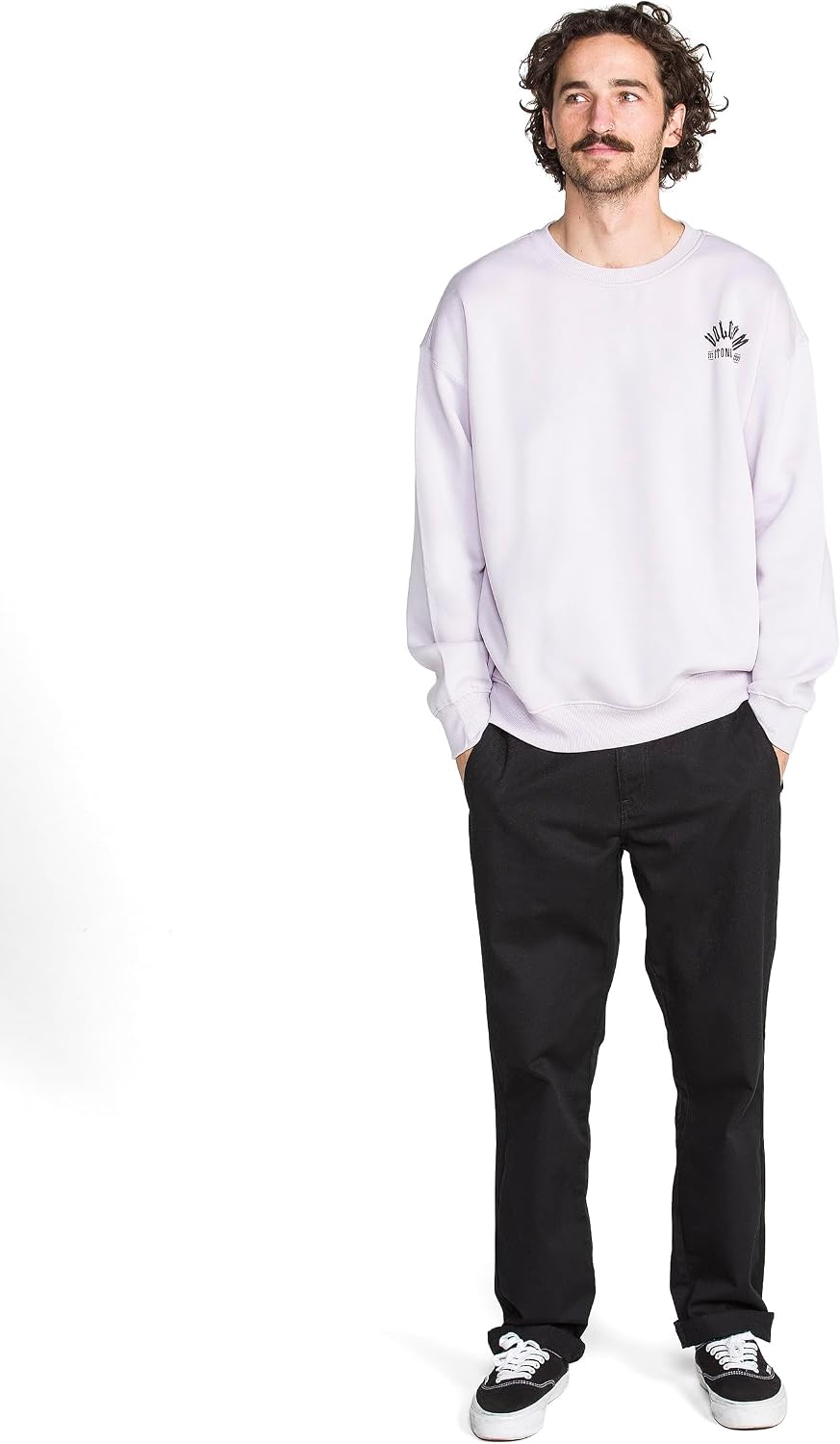 Volcom mens Roundabout Crew Fleece Sweatshirt – Soft Midweight Pullover Ribbed Cuffs Nirvana