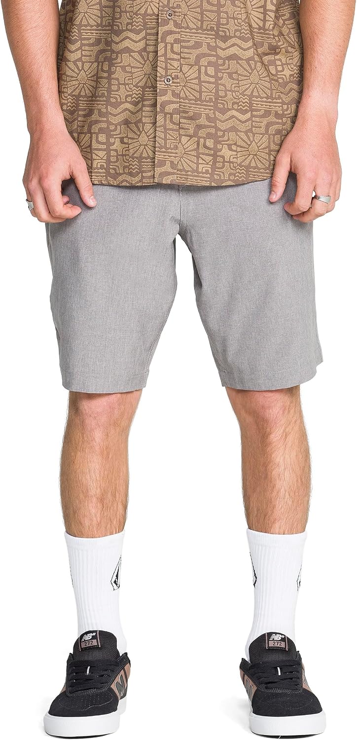 Volcom Men's Kerosene 21" Hybrid Chino Shorts Quick-Dry Stretch Fabric Heather Grey