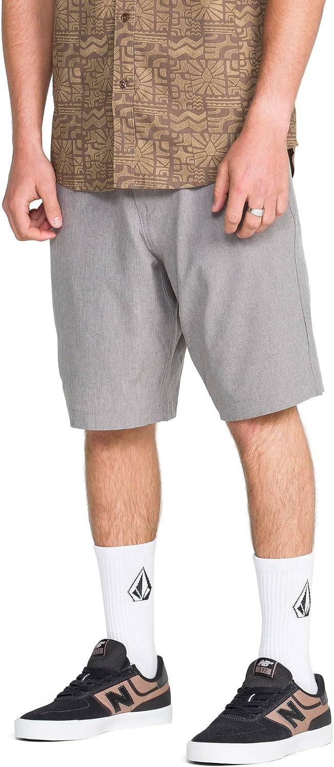 Volcom Men's Kerosene 21" Hybrid Chino Shorts Quick-Dry Stretch Fabric Heather Grey