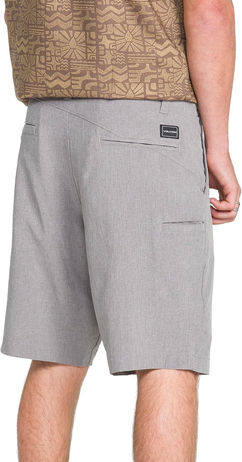 Volcom Men's Kerosene 21" Hybrid Chino Shorts Quick-Dry Stretch Fabric Heather Grey