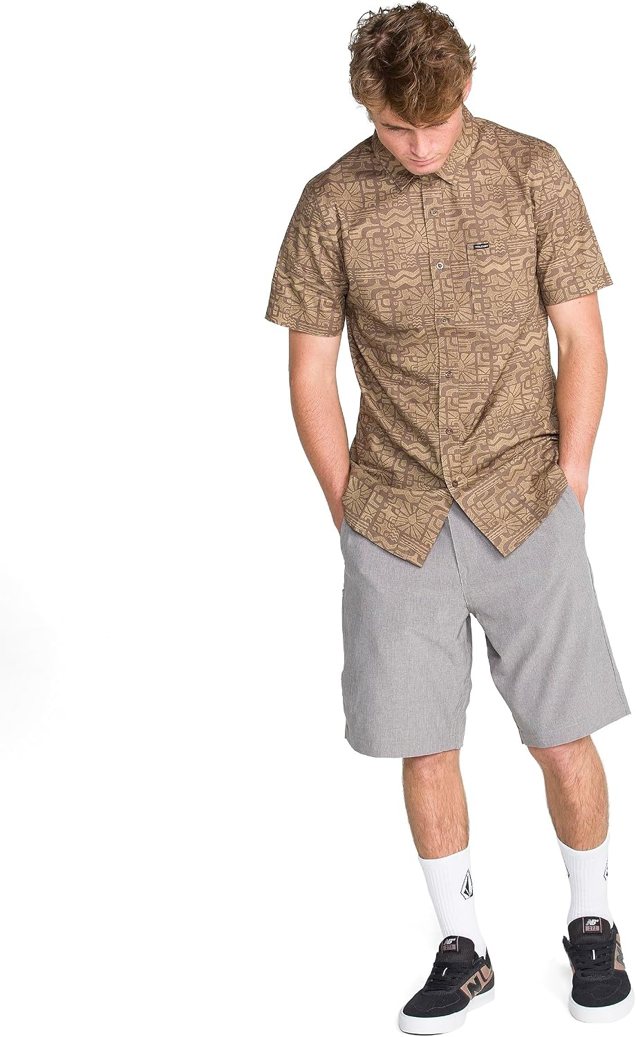 Volcom Men's Kerosene 21" Hybrid Chino Shorts Quick-Dry Stretch Fabric Heather Grey