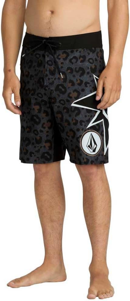Volcom Men's 16" Elastic Waist Swim Trunks- Stretchable, UPF 50+, Quick Dry Swim Bottoms Asphalt Black