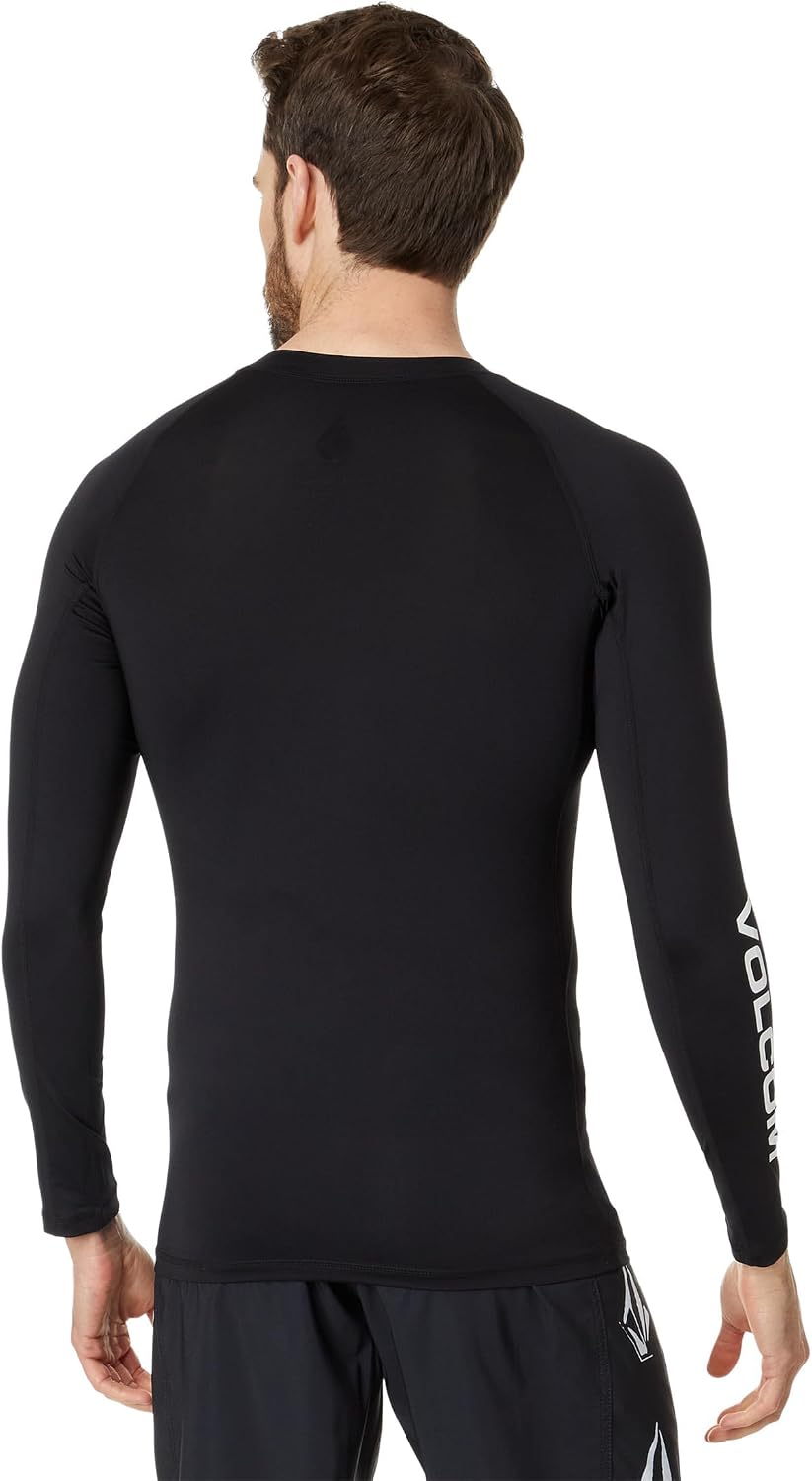 Volcom Men's Compression Fit Long Sleeve Rashguard – UPF 50+ Sun Protection, Quick-Dry Performance Shirt Blk-stone