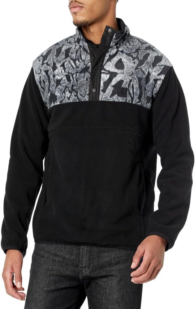 Volcom Men's Error92 Polar Fleece Mock Neck Jacket Black White