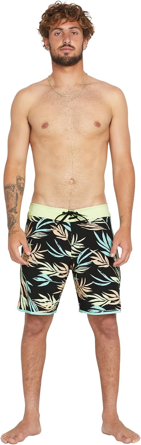 Volcom Men's Bleeding Leaf Mod 18" Boardshort Trunk Black Leaf