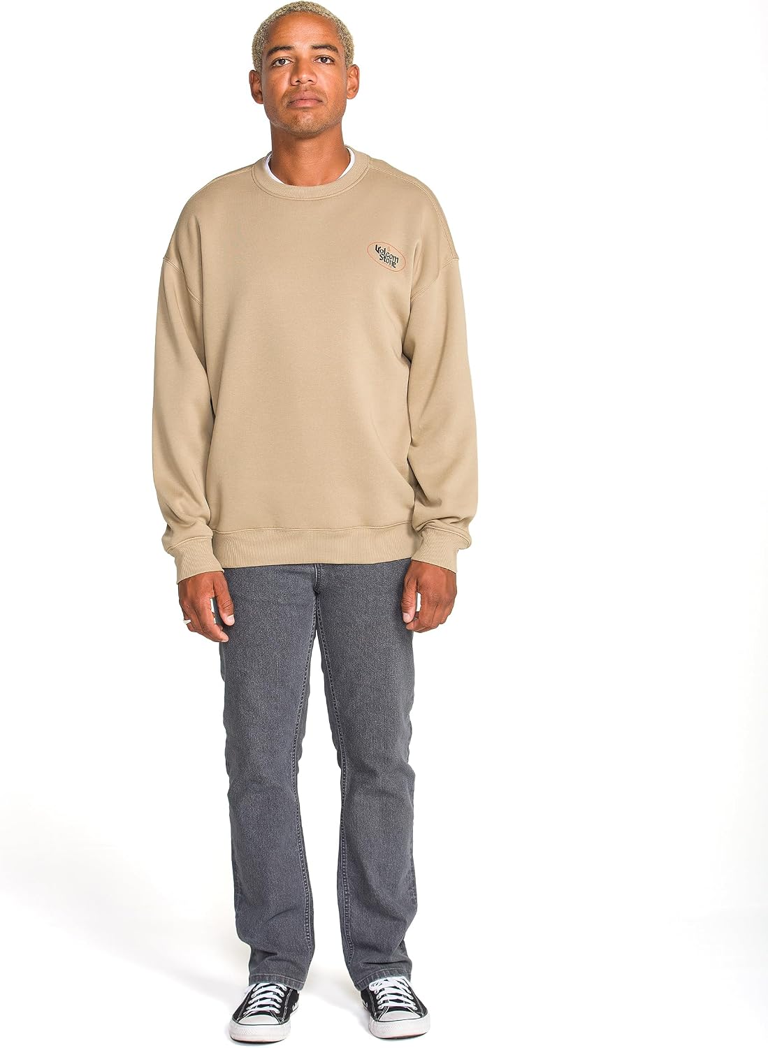 Volcom mens Roundabout Crew Fleece Sweatshirt – Soft Midweight Pullover Ribbed Cuffs Fs 180 Khaki