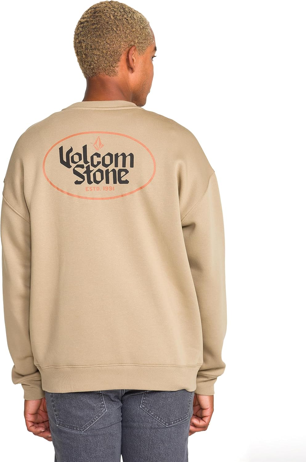 Volcom mens Roundabout Crew Fleece Sweatshirt – Soft Midweight Pullover Ribbed Cuffs Fs 180 Khaki