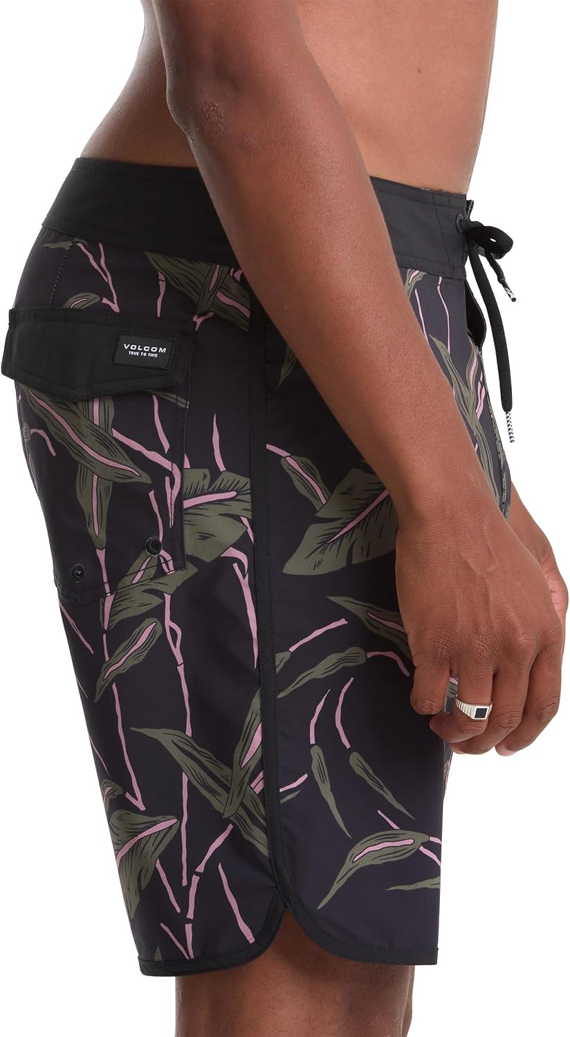 Volcom Men's 19" Mod-Tech Board Shorts- Performance UPF 50+ Sun Protection Quick-Dry Swim Bottoms Black-onyx