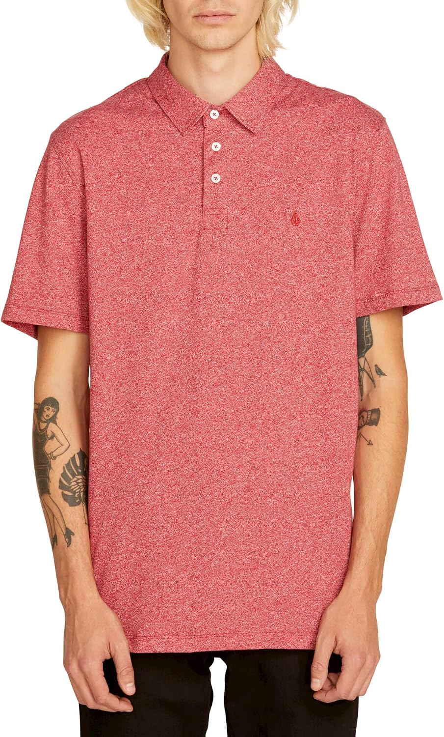 Volcom Men's Wowzer Modern Fit Short Sleeve Polo Shirt Burgundy
