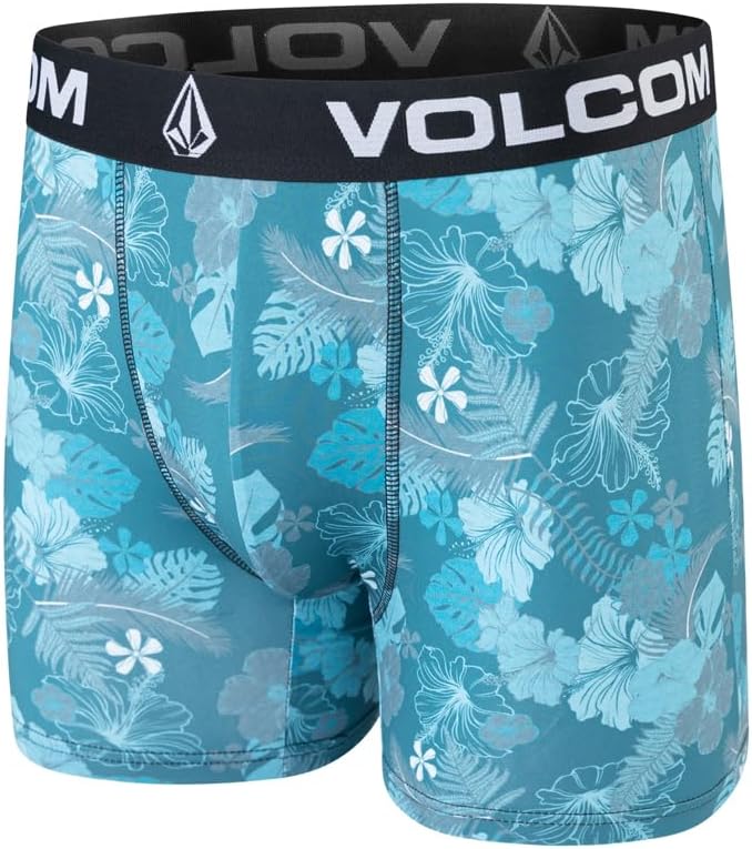 Volcom Mens Boxer Briefs 3 Pack Poly Spandex Performance FLY-LESS Support Boxer Briefs Underwear Dark TurquoiseHeather GreyTeal