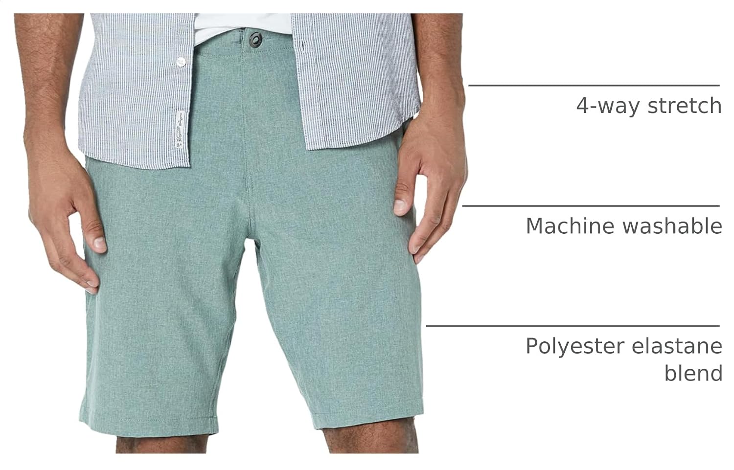 Volcom Men's Kerosene 21" Hybrid Chino Shorts Quick-Dry Stretch Fabric Sea Green