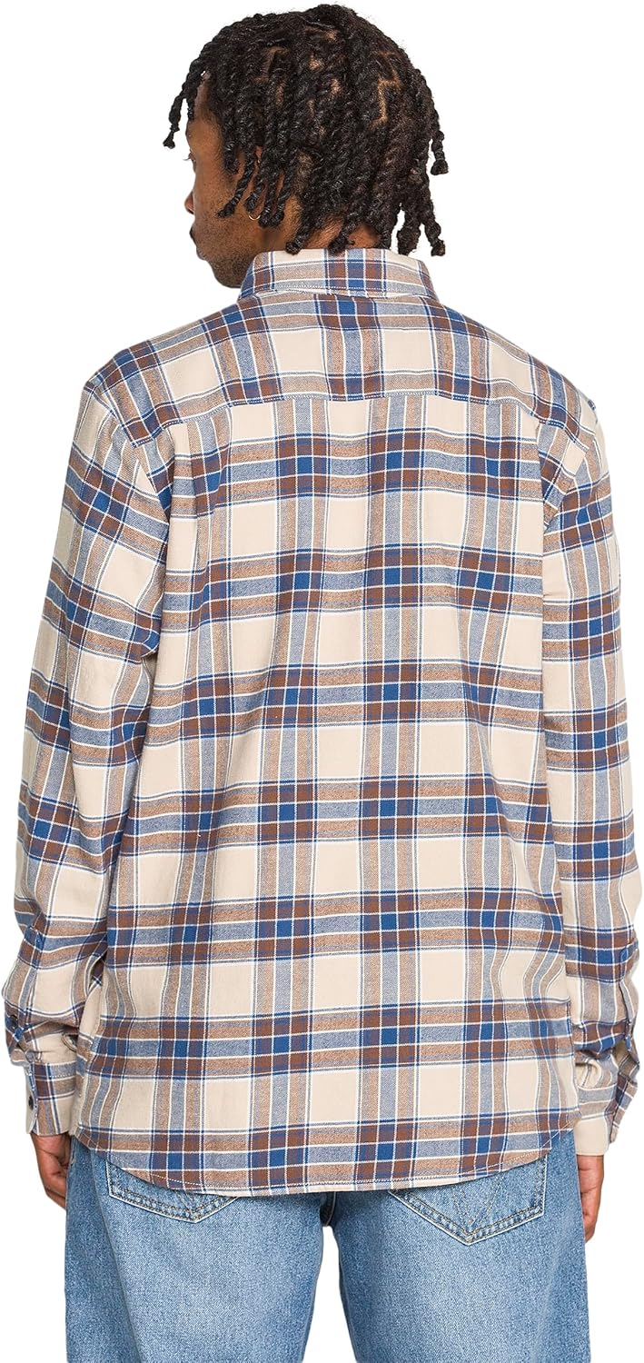 Volcom Men's Caden Plaid Long Sleeve Light Khaki