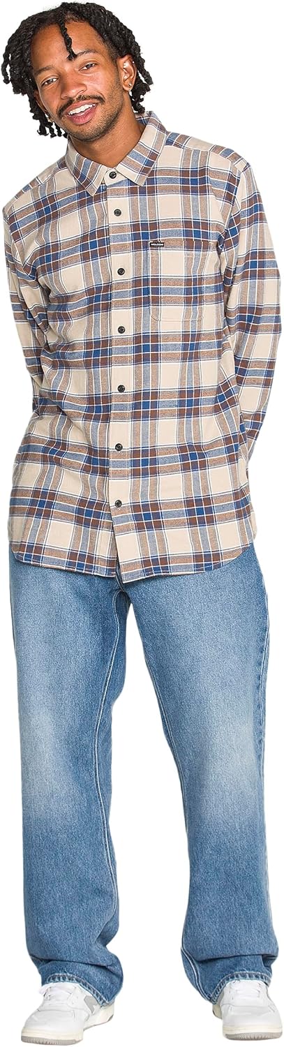 Volcom Men's Caden Plaid Long Sleeve Light Khaki