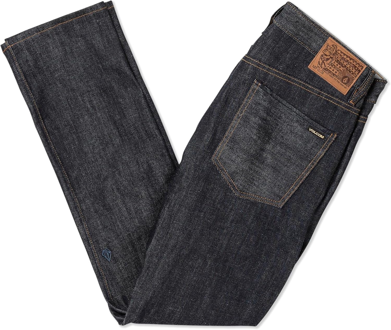 Volcom Men's Vorta Slim Fit Jeans – Classic Straight Leg Denim Pants with 15" Leg Opening Rinse Blue