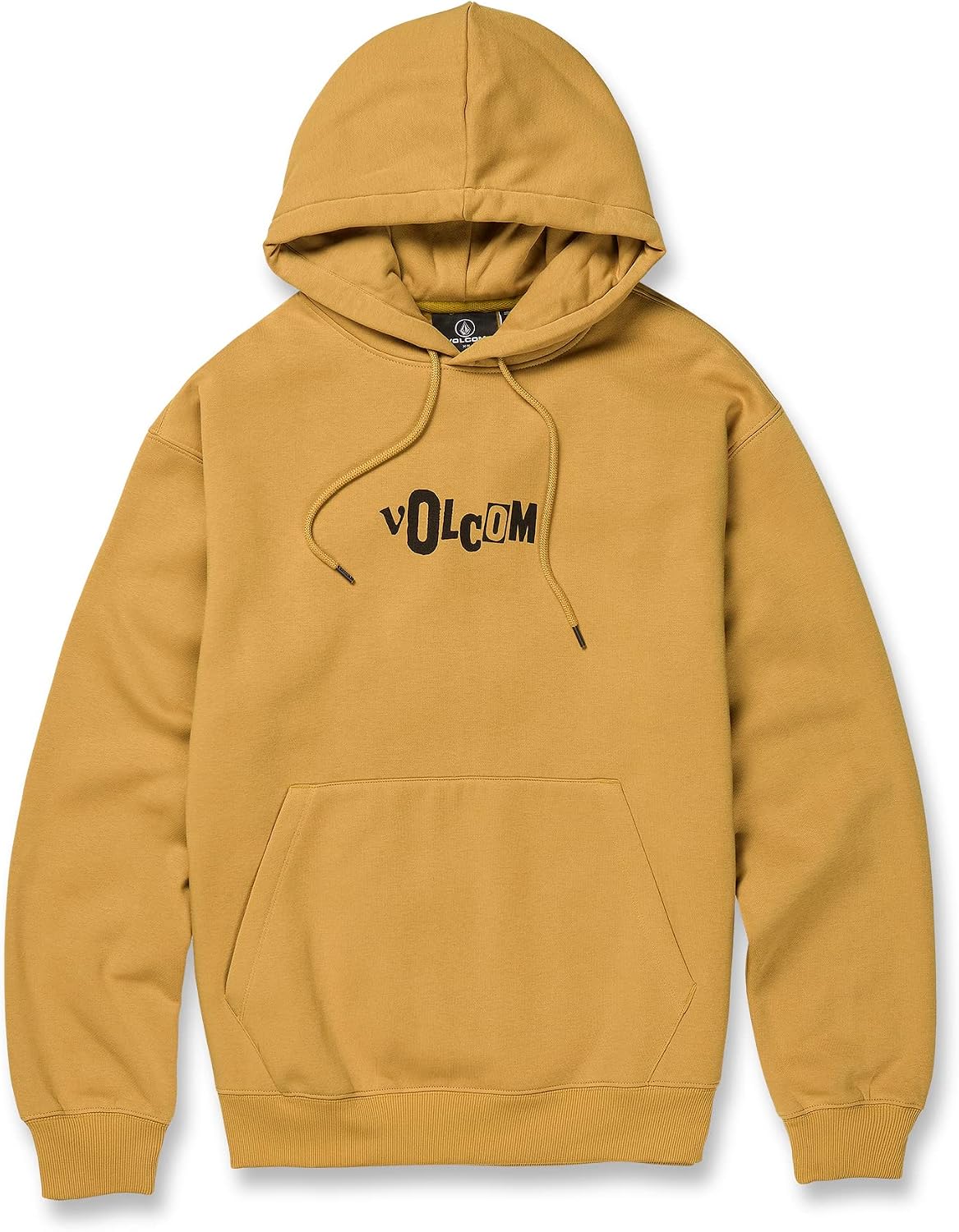 Volcom Men's Pullover Logo Fleece Hooded Sweatshirt – Soft Brushed Interior, Classic Fit, Kangaroo Pocket, Ribbed Cuffs & Hem Honey Gold