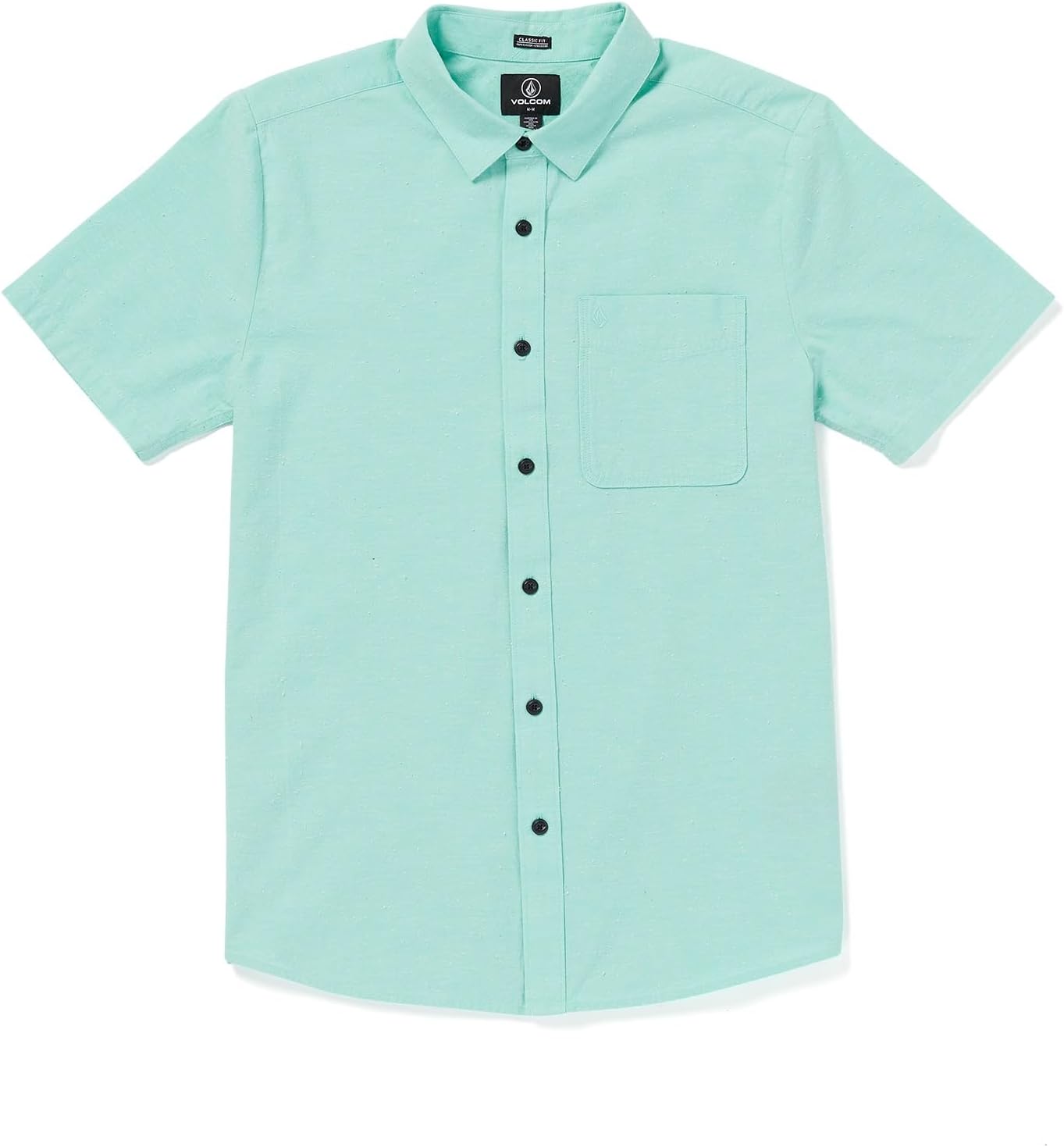 Volcom Men's Date Knight Short Sleeve Classic Fit Button Down Shirt Crete Blue