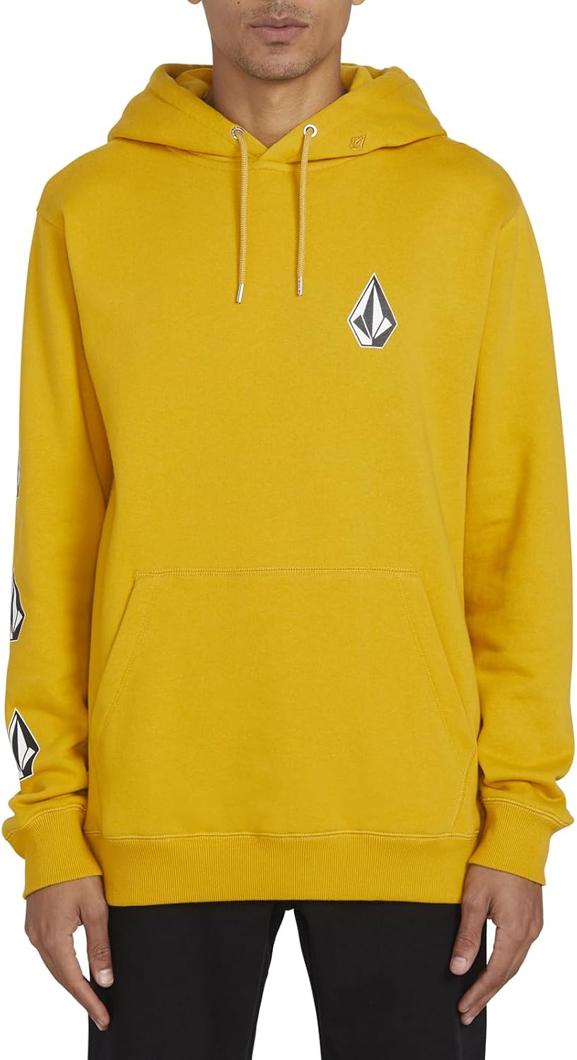 Volcom Men's Iconic Stone Pullover Hoodie Fleece Sweatshirt Gold