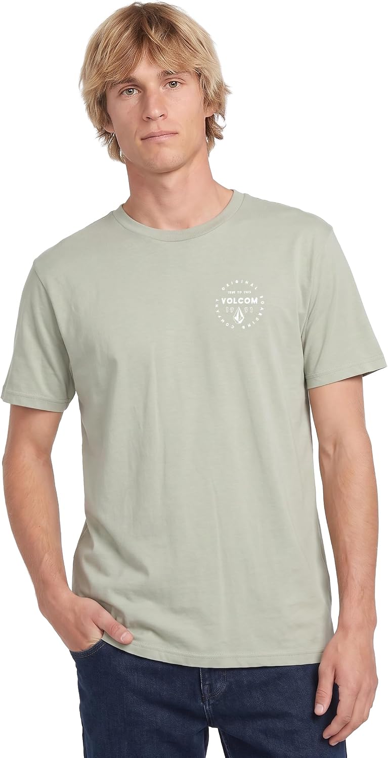 Volcom Men's Mortis Short Sleeve T-Shirt - Classic Fit Crewneck Tee, Soft Cotton, Lightweight & Breathable Casual Shirt Desert Green