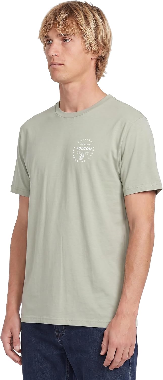 Volcom Men's Mortis Short Sleeve T-Shirt - Classic Fit Crewneck Tee, Soft Cotton, Lightweight & Breathable Casual Shirt Desert Green