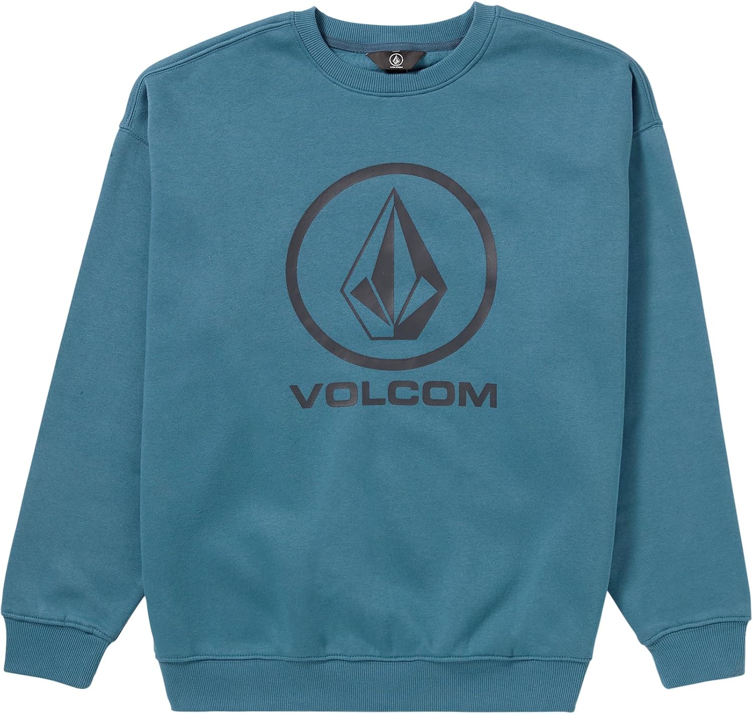 Volcom mens Roundabout Crew Fleece Sweatshirt – Soft Midweight Pullover Ribbed Cuffs Ocean Teal