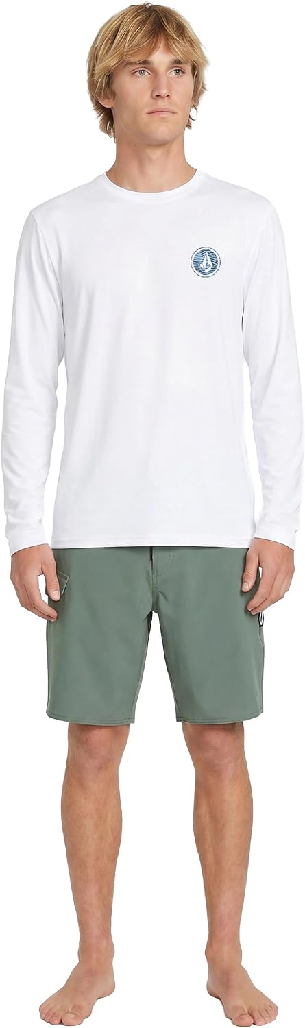 Volcom Taunt Loose Fit Long Sleeve Rashguard White Stripe