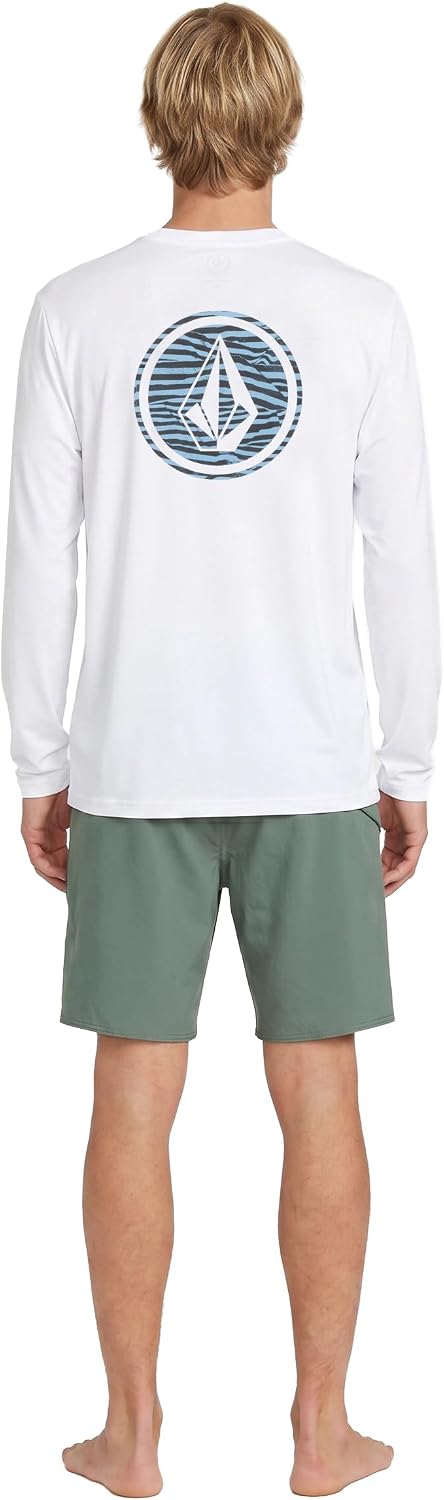 Volcom Taunt Loose Fit Long Sleeve Rashguard White Stripe