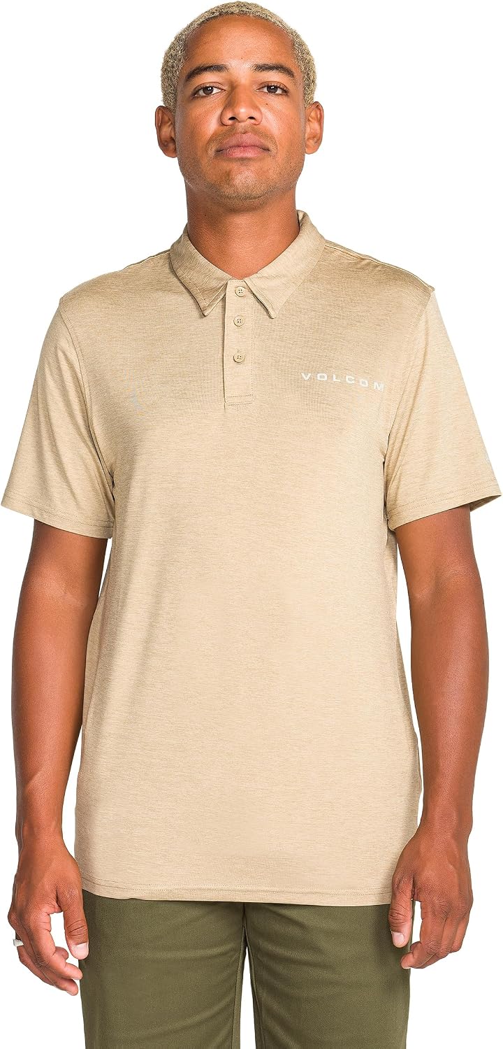 Volcom Men's Wowzer Hazard Performance Golf Polo Khaki