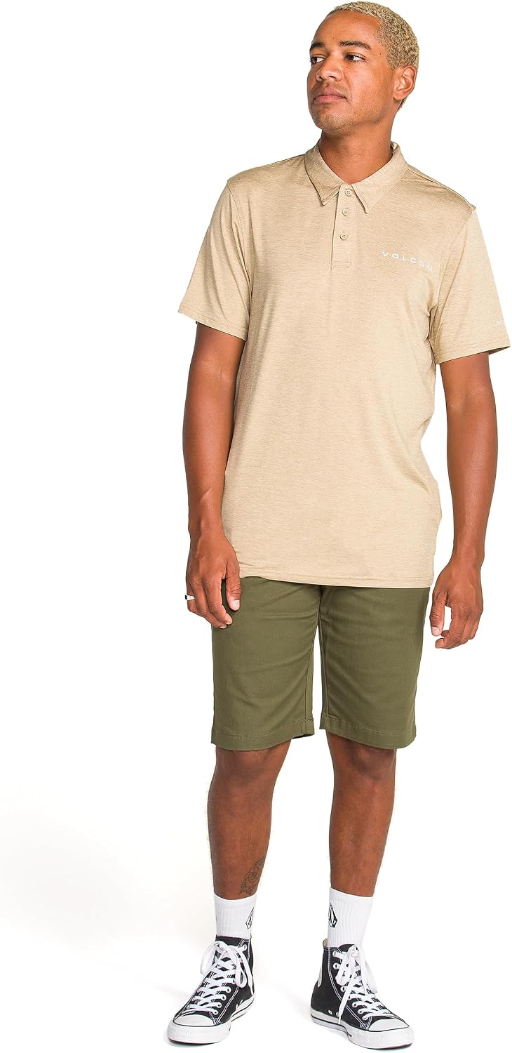 Volcom Men's Wowzer Hazard Performance Golf Polo Khaki