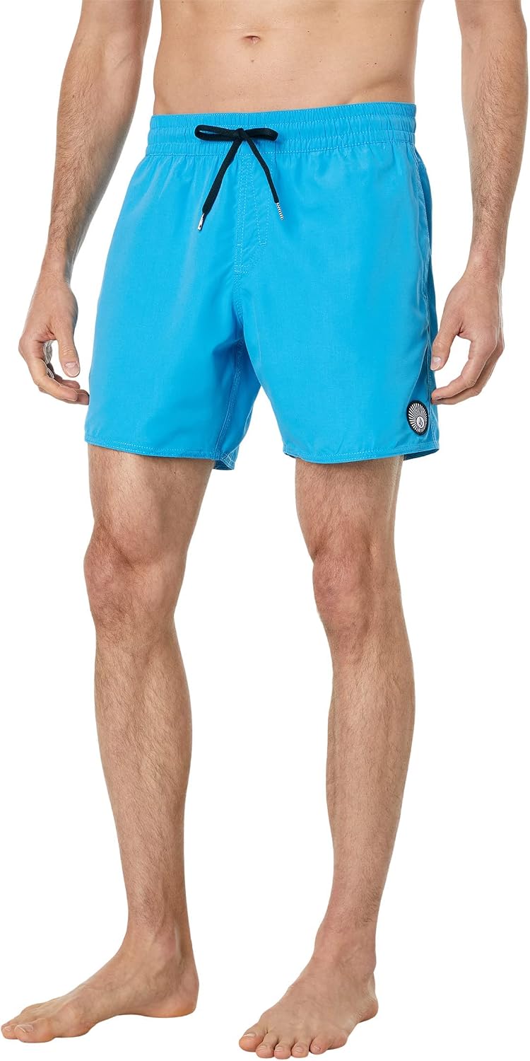 Volcom Men's 16" Elastic Waist Swim Trunks- Stretchable, UPF 50+, Quick Dry Swim Bottoms Maliblue