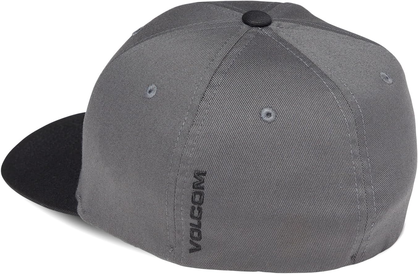 Volcom Men's Full Stone Flexfit Hat - 6-Panel Structured Stretch Twill Baseball Cap Asphalt Black