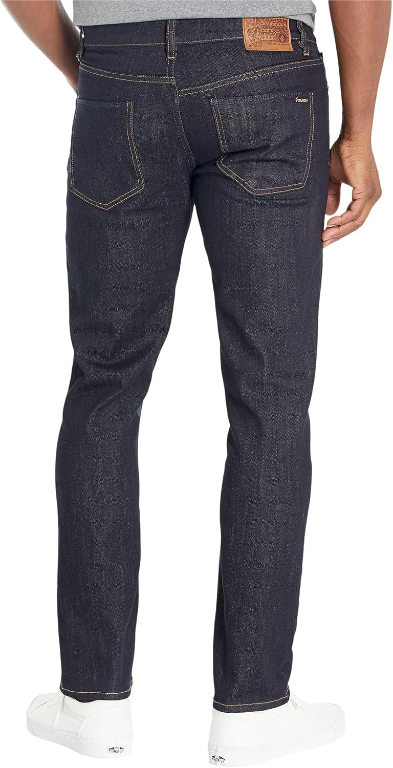 Volcom Men's Vorta Slim Fit Jeans – Classic Straight Leg Denim Pants with 15" Leg Opening Rinse Blue