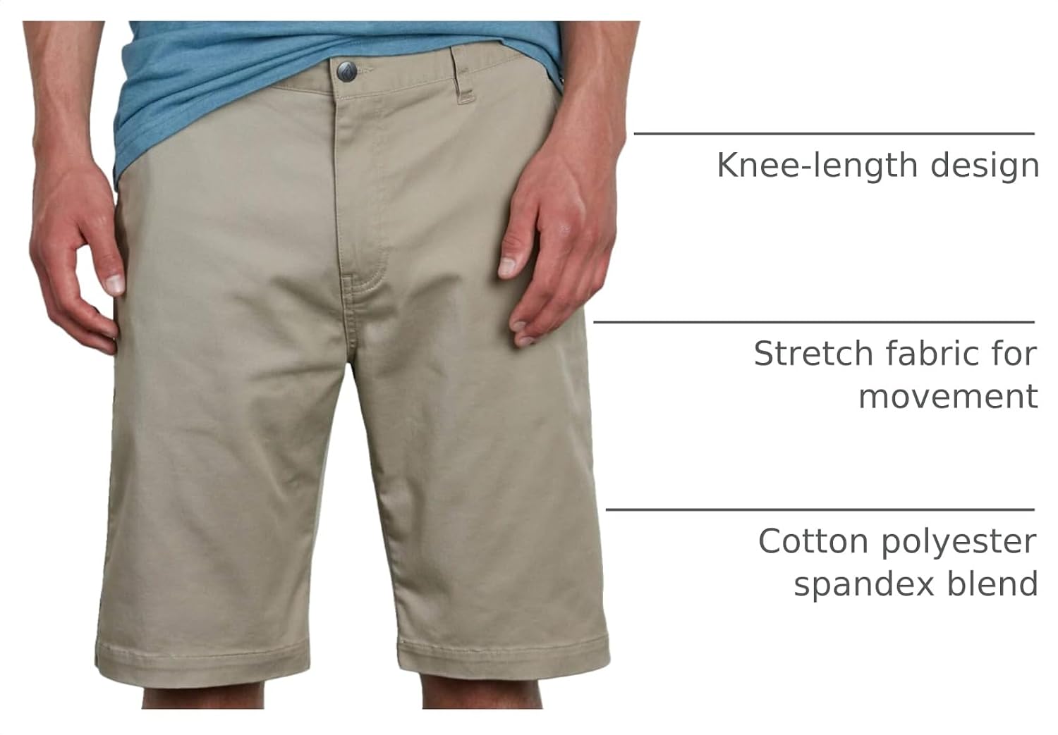 Volcom Men's Vmonty Stretch 22 Chino Shorts – Casual Everyday Wear, Relaxed Fit Khaki