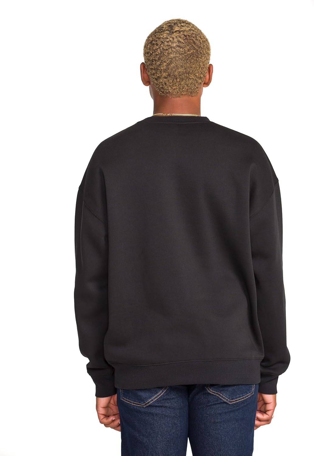 Volcom mens Roundabout Crew Fleece Sweatshirt – Soft Midweight Pullover Ribbed Cuffs Edger Black