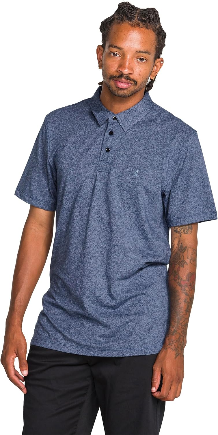 Volcom Men's Wowzer Modern Fit Short Sleeve Polo Shirt Blueberry