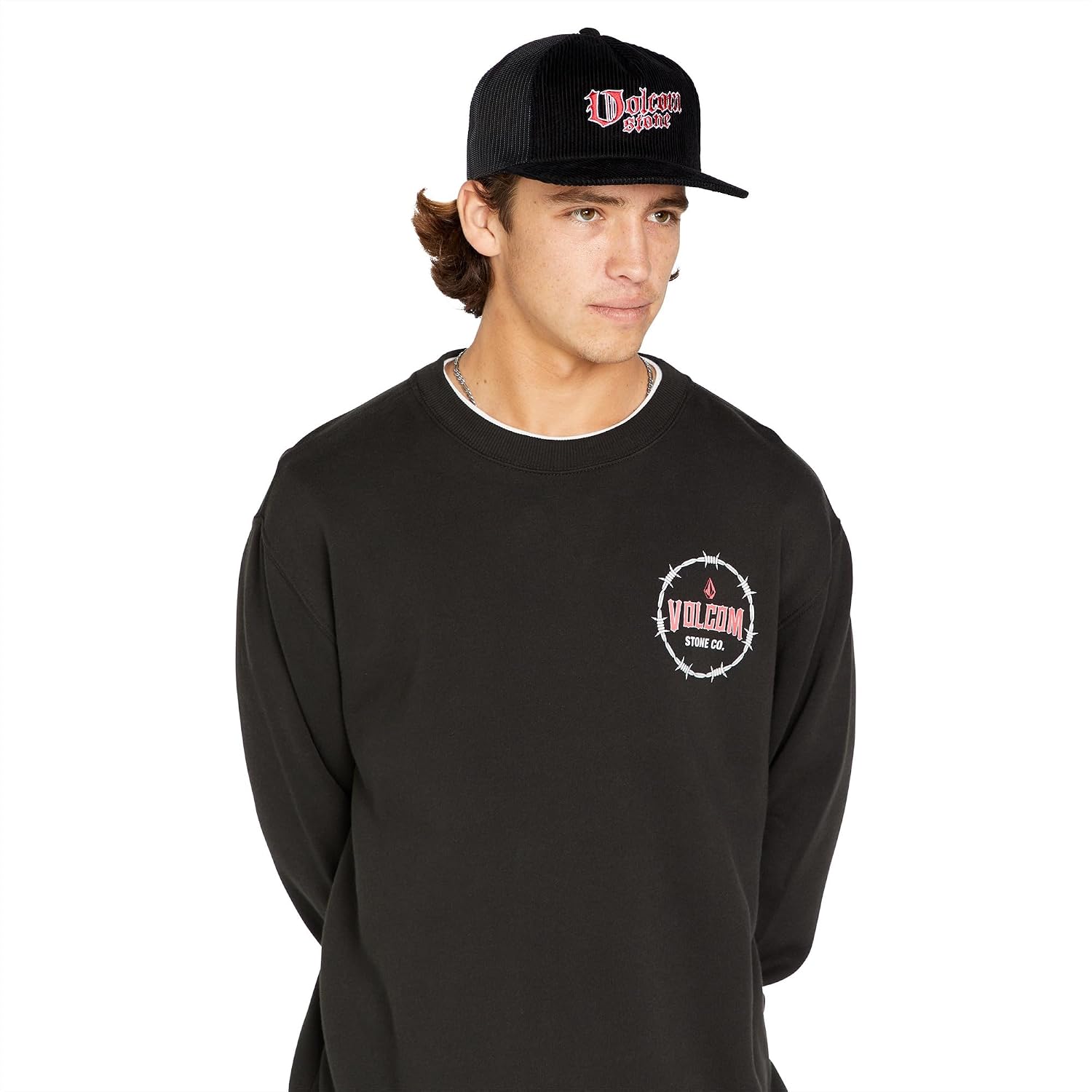 Volcom Men's Mesh Trucker Hat - Adjustable Snapback Cap, Breathable Structured Front Panel Black Ice