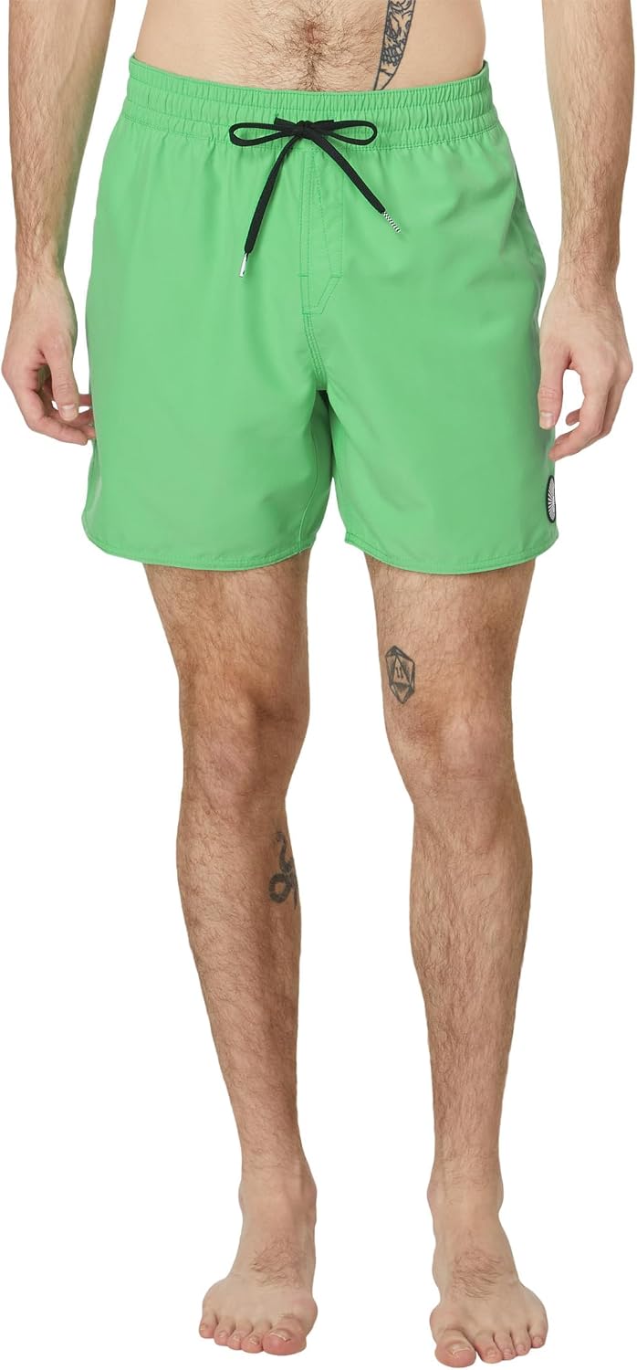 Volcom Men's 16" Elastic Waist Swim Trunks- Stretchable, UPF 50+, Quick Dry Swim Bottoms Sage