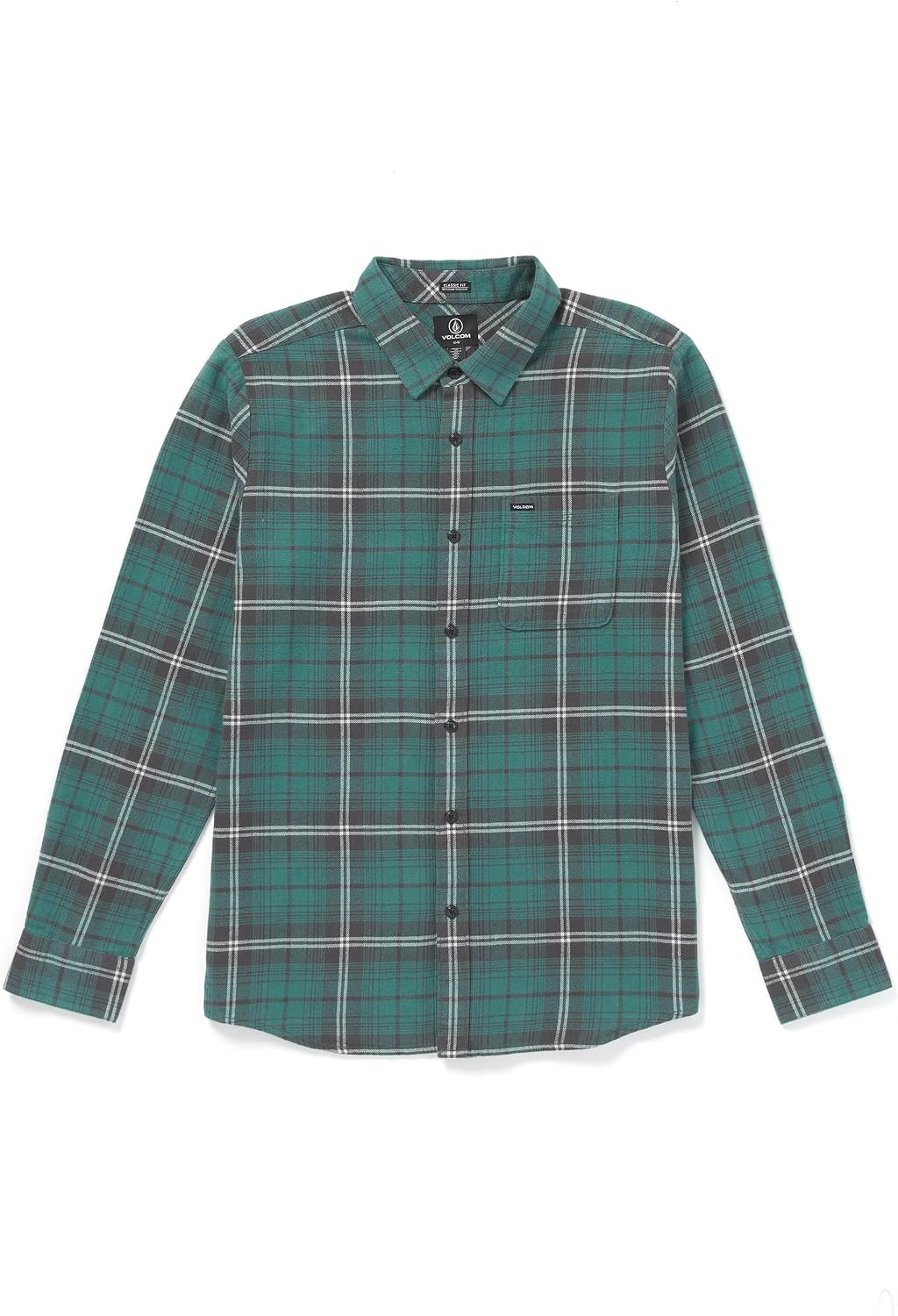 Volcom Men's Caden Plaid Long Sleeve Sea Green