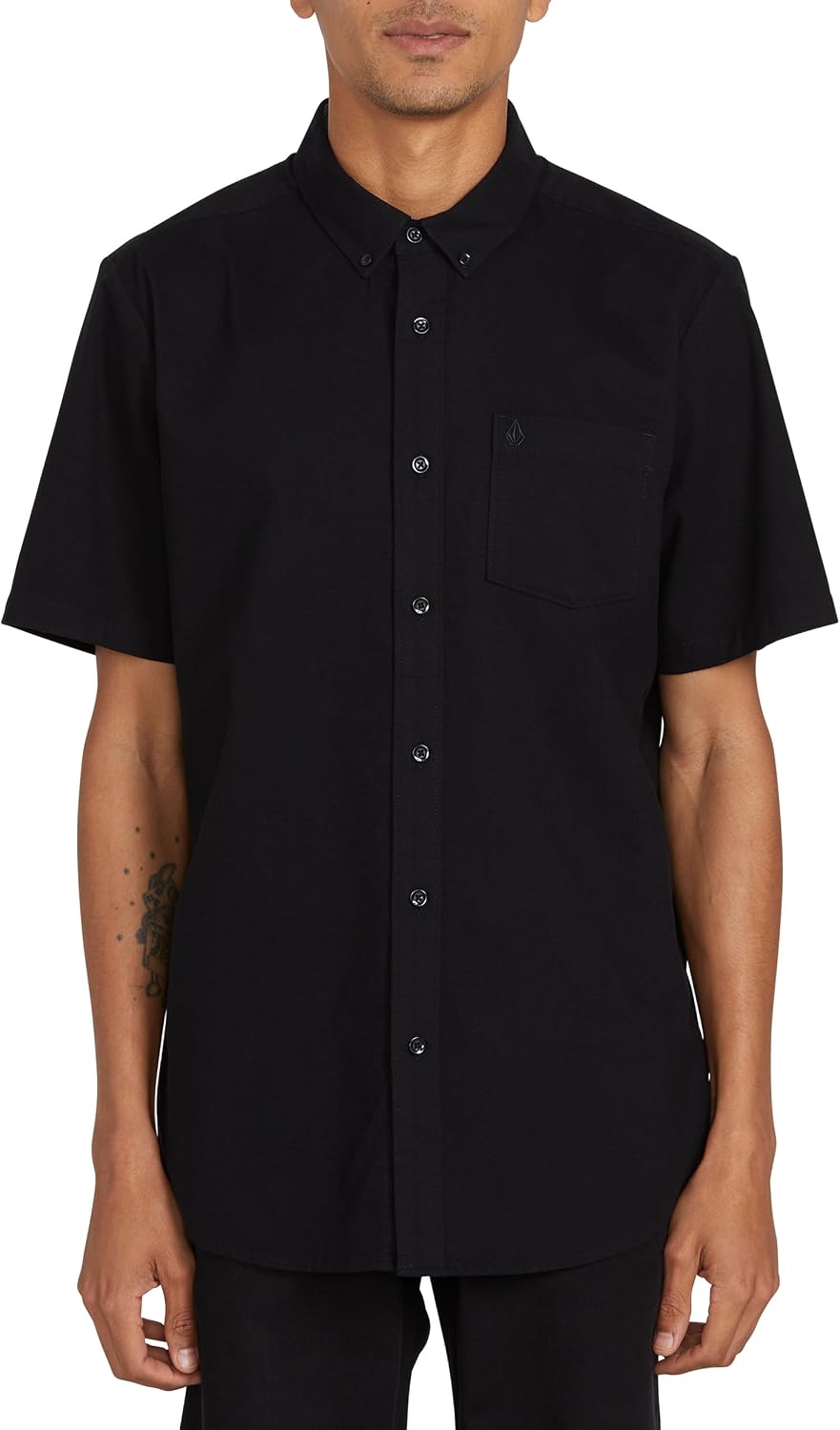 Volcom Men's Everett Oxford Short Sleeve Button Down Woven Shirt New Black