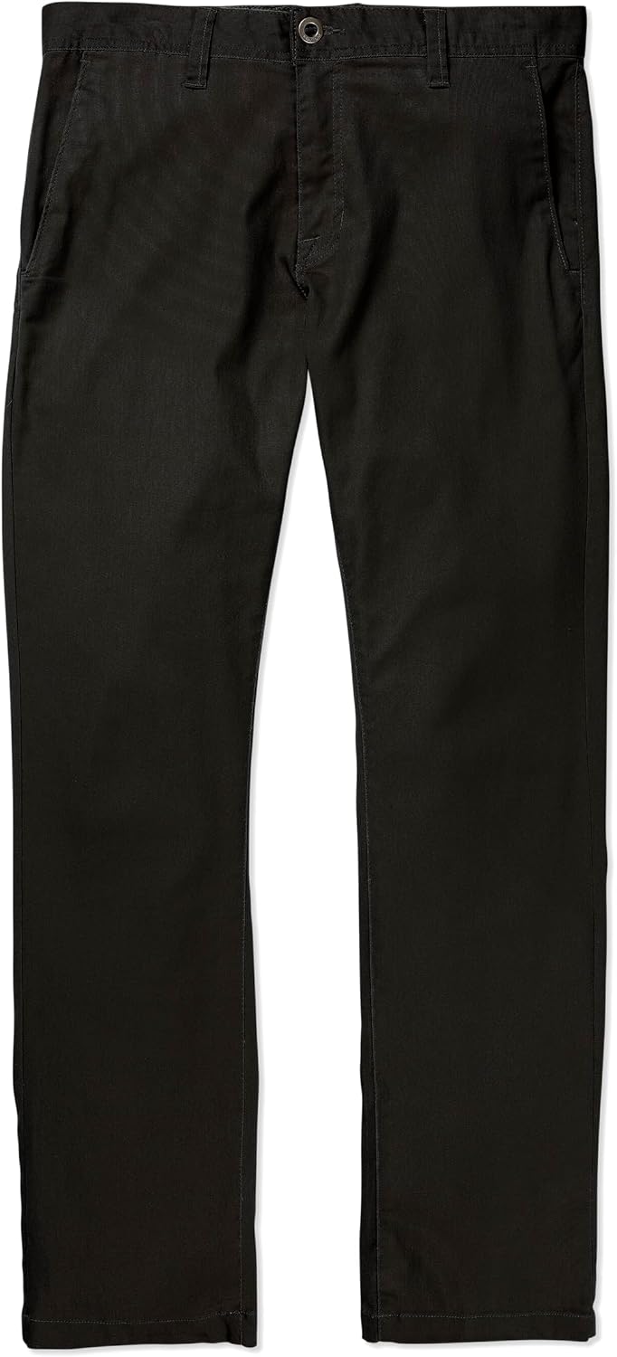 Volcom Men's Frickin Tech Chino Pants – Modern Fit, Quick-Dry, Moisture-Wicking, Zip Fly with Button Closure Black