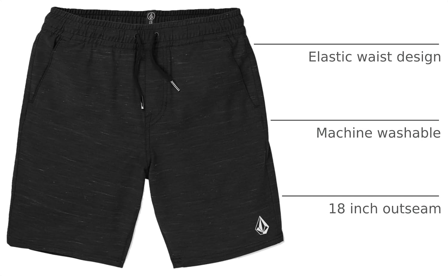 Volcom Men's Steppen Ew 17" Elastic Waist Short Black Under